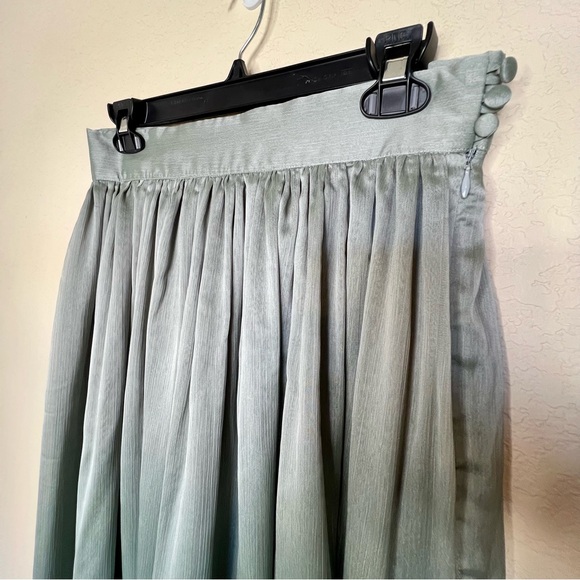 Han Feng New York Vintage 90s Light Green Flowy Maxi Skirt - Picture 3 of 7